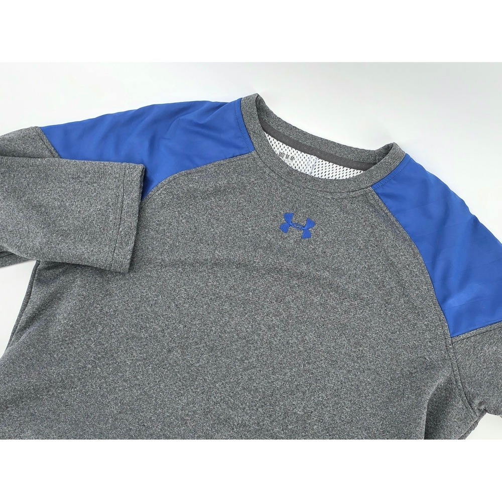 Under Armour Long Sleeve Pullover Sweatshirt Size Medium Mens Gray Blue ColdGear